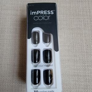 color impress press on nails in black